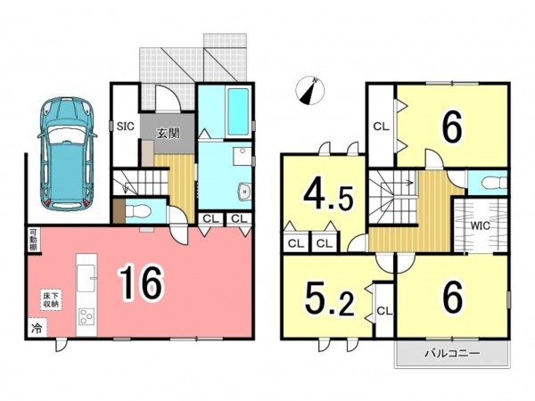 枚方市藤阪北町、新築一戸建ての間取り画像です
