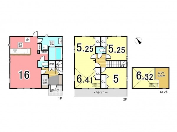 枚方市長尾東町、新築一戸建ての間取り画像です