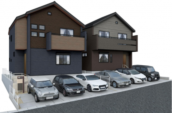 枚方市長尾東町、新築一戸建ての完成予想図（外観）画像です