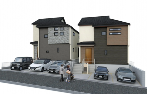 枚方市長尾東町、新築一戸建ての完成予想図（外観）画像です