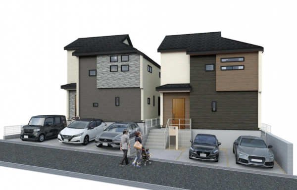 枚方市長尾東町、新築一戸建ての完成予想図（外観）画像です