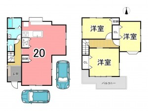 枚方市長尾元町、中古一戸建ての間取り画像です