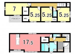 枚方市藤阪元町、新築一戸建ての間取り画像です