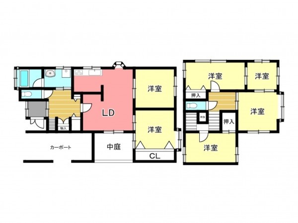 京田辺市花住坂、中古一戸建ての間取り画像です