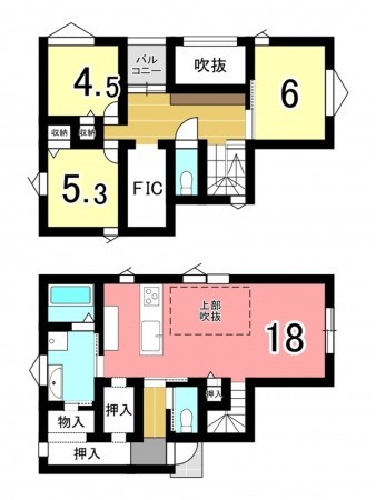 京田辺市大住、新築一戸建ての間取り画像です