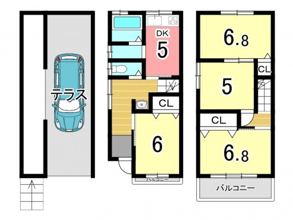 枚方市招提大谷、中古一戸建ての間取り画像です