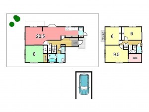 京田辺市花住坂、中古一戸建ての間取り画像です