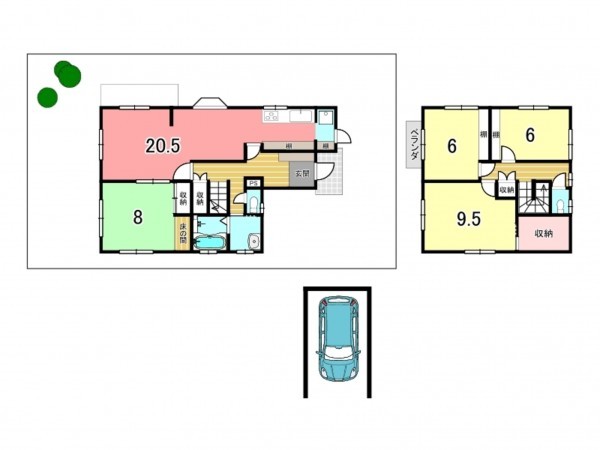 京田辺市花住坂、中古一戸建ての間取り画像です