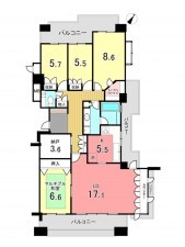 京田辺市山手東、中古マンションの間取り画像です