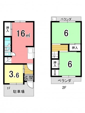 枚方市長尾家具町、中古一戸建ての間取り画像です