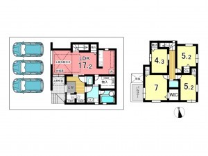 枚方市大峰南町、新築一戸建ての間取り画像です