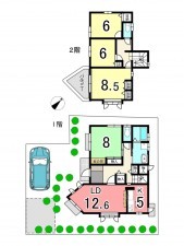 枚方市北山、中古一戸建ての間取り画像です