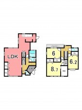 京田辺市山手東、中古一戸建ての間取り画像です