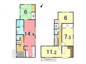 枚方市藤阪東町、中古一戸建ての間取り画像です