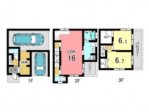 枚方市野村元町、新築一戸建ての間取り画像です