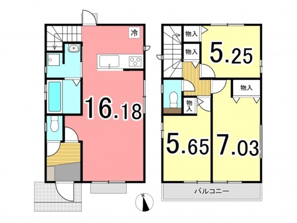 枚方市長尾東町、新築一戸建ての間取り画像です