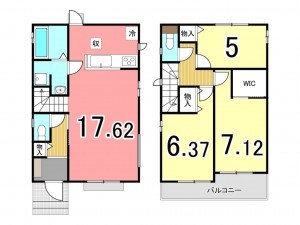 枚方市長尾東町、新築一戸建ての間取り画像です