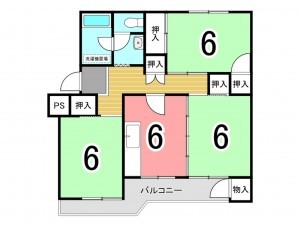 枚方市藤阪西町、中古マンションの間取り画像です