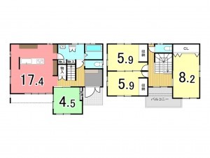 枚方市津田北町、新築一戸建ての間取り画像です