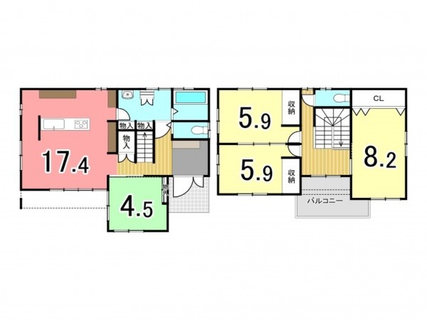 枚方市津田北町、新築一戸建ての間取り画像です