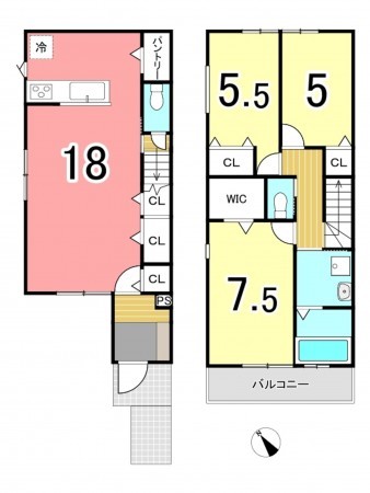 枚方市津田駅前、新築一戸建ての間取り画像です
