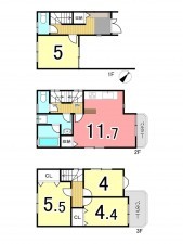 枚方市津田東町、中古一戸建ての間取り画像です