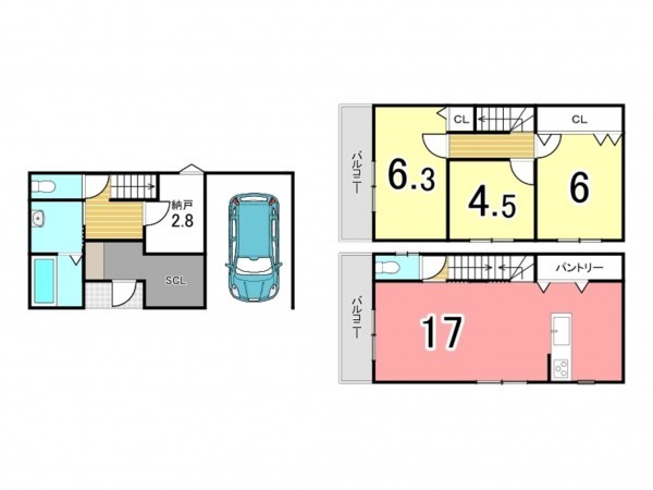 枚方市春日元町、新築一戸建ての間取り画像です