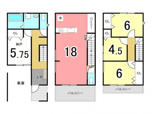 枚方市長尾西町、新築一戸建ての間取り画像です