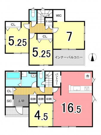 枚方市長尾東町、新築一戸建ての間取り画像です