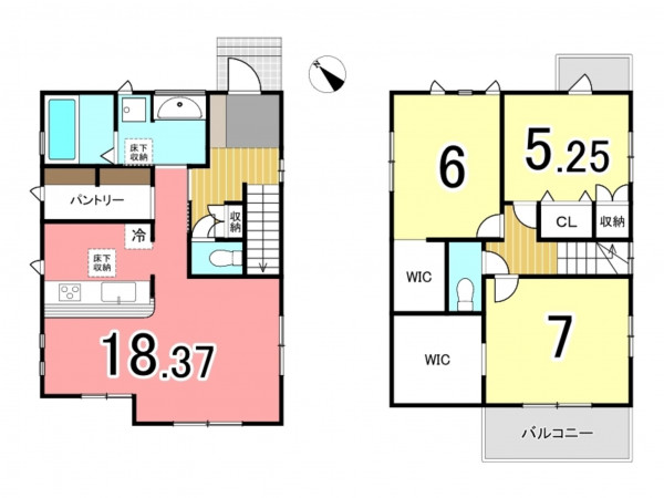 枚方市長尾東町、新築一戸建ての間取り画像です
