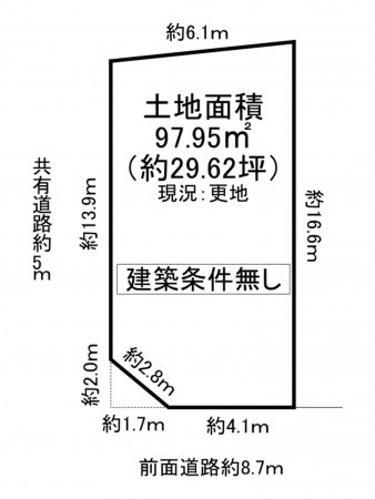 京田辺市薪、土地の間取り画像です