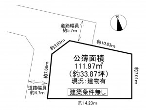 枚方市津田駅前、土地の間取り画像です