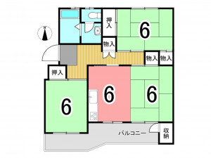 枚方市藤阪西町、中古マンションの間取り画像です
