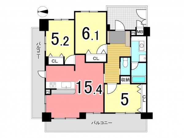 枚方市藤阪北町、中古マンションの間取り画像です