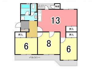 枚方市藤阪西町、中古マンションの間取り画像です