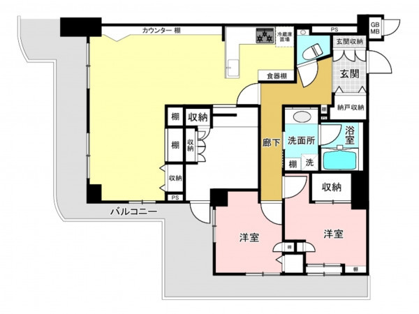 交野市郡津、中古マンションの間取り画像です