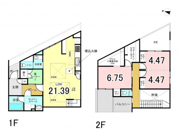 交野市星田、新築一戸建ての間取り画像です
