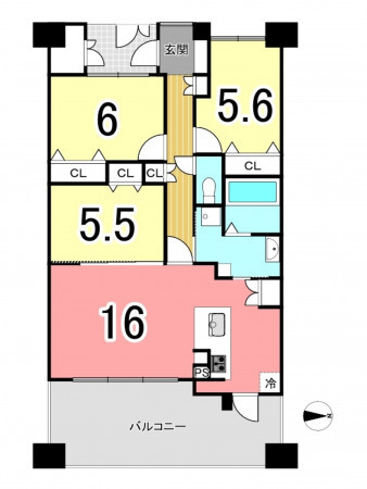 枚方市藤阪北町、中古マンションの間取り画像です