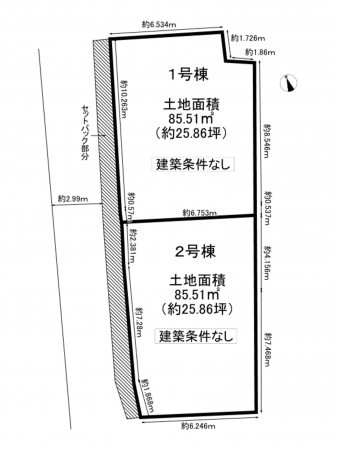 枚方市藤阪元町、土地の間取り画像です