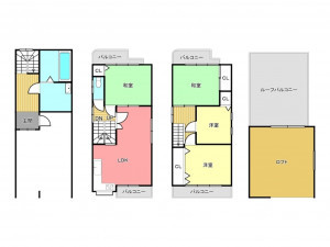 枚方市野村元町、中古一戸建ての間取り画像です