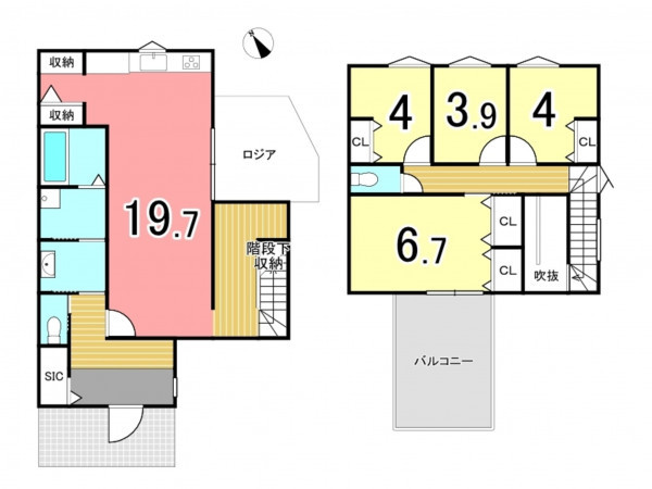 枚方市長尾家具町、中古一戸建ての間取り画像です