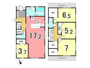 枚方市杉山手、新築一戸建ての間取り画像です