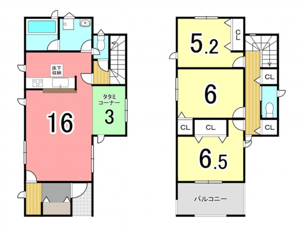 交野市私市、新築一戸建ての間取り画像です