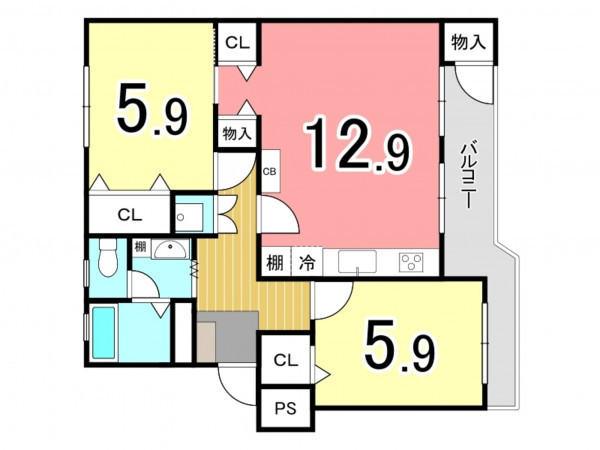 枚方市藤阪西町、中古マンションの間取り画像です