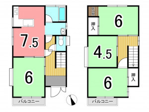 枚方市大峰元町、中古一戸建ての間取り画像です