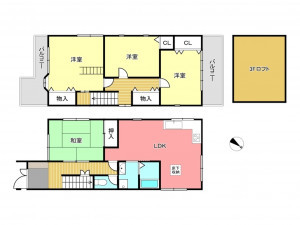 交野市私市、中古一戸建ての間取り画像です