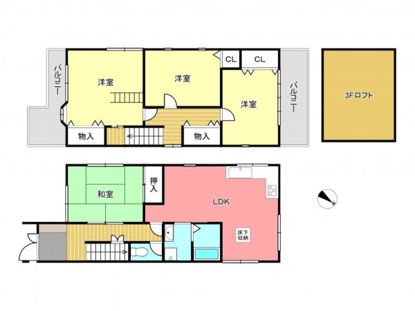 交野市私市、中古一戸建ての間取り画像です