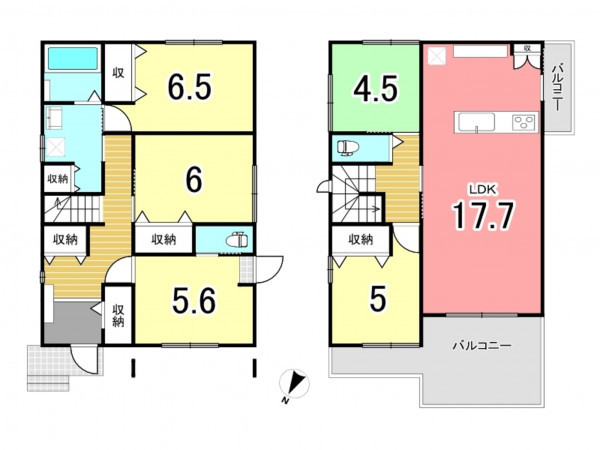 交野市梅が枝、中古一戸建ての間取り画像です