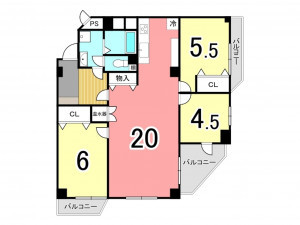 枚方市藤阪西町、中古マンションの間取り画像です