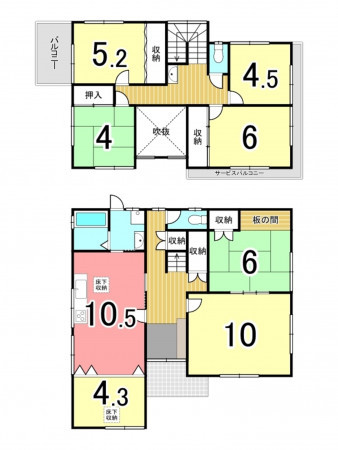 枚方市杉、中古一戸建ての間取り画像です